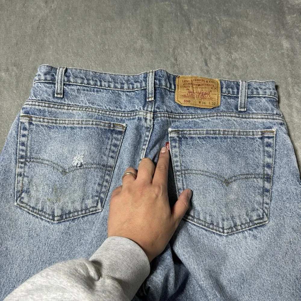 Vintage 90s Levi's 550 Relaxed Fit‎ Jeans, Light Mud Wash Denim 36x30 (33x29.5)